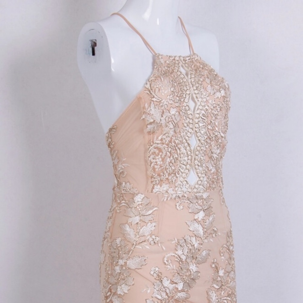 Gorgeous Gold Cream Champagne NYE Sexy Dress - Picture 3 of 8